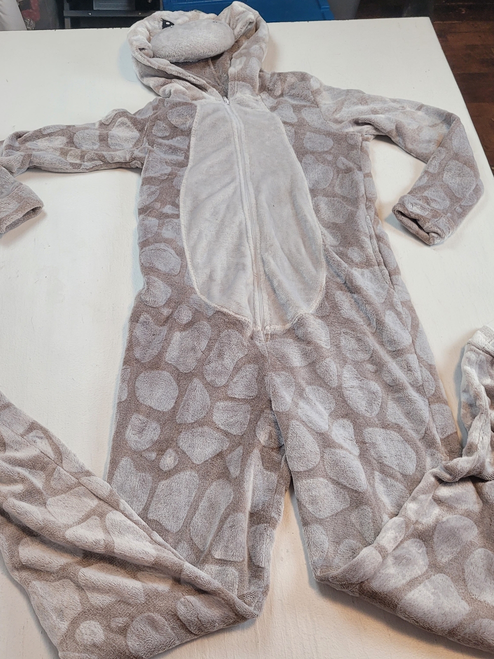 Secret Treasures Beige and Light Gray Plush Animal Pajama Onesie